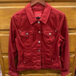 GUESS Women's Bold Red Jean Jacket